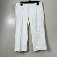 Banana Republic White Wide Leg Cropped Women's Pants Size 12