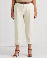 Lauren Ralph Lauren Double Faced Ankle Pants Mascarpone Cream Plus Size 18W