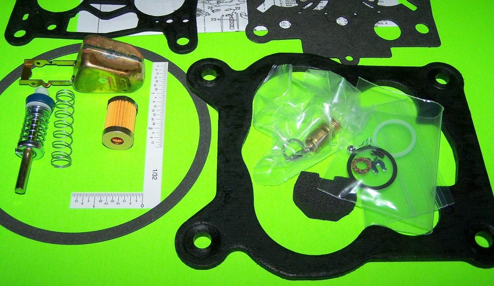 Rochester Quadrajet Carburetor Rebuild Kit Brass Float & Filter 1972