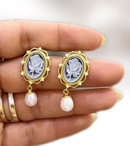 NKlaus Orecchini A Perno Con Diamante Nero – Argento 925 Placcato Oro Rosa, Rotondi 10,9mm