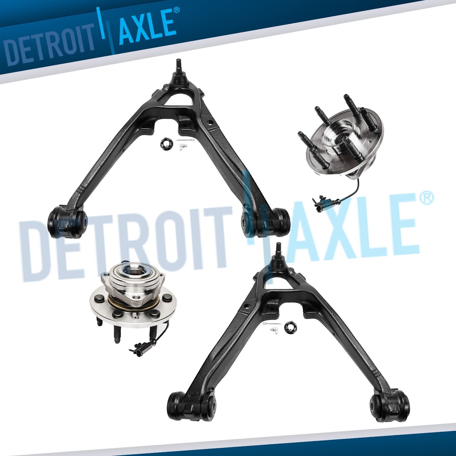 4WD Front Wheel Hub & Bearings Lower Control Arms Kit for Silverado