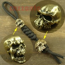Hand woven "Skull" Brass knife Lanyard Bead Paracord beads for EDC gear LH074