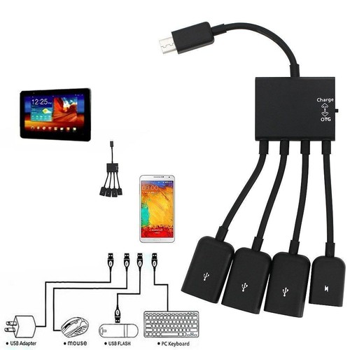 4in1 Micro USB OTG Charge HUB Cable for HTC One M9 M8 M8s M7 X XL Mini 2 Max AU - Photo 3 sur 4