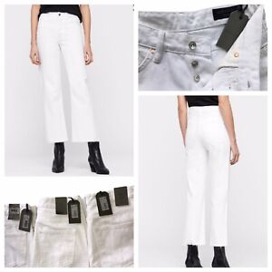 Allsaints Helle Crop Kickflare High Rise White Denim Jeans New Rrp 98 Ebay