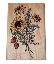 Stampendous Suzanne Bouquet Rubber Stamp Sunflower Floral Flowers Craft