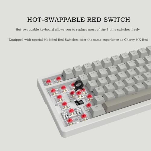 Retro Wired Mechanical Gaming Keyboard with 98 Keys & Hot-Swappable Red Switches - Picture 5 of 9