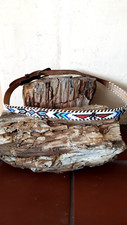VTG Youth Thunderbird Hand Beaded Native American Leather Belt 24-28 A