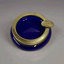 Vintage 3" Cobalt Glass Ashtray