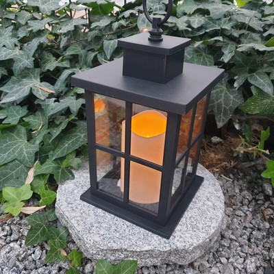 Grablampe 28 cm hoch Grablicht Grableuchte LED LATERNE 8 Std. Timer NEU