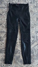 SPANX Women's Faux Leather Moto Leggings Black Size Small EUC Pull On