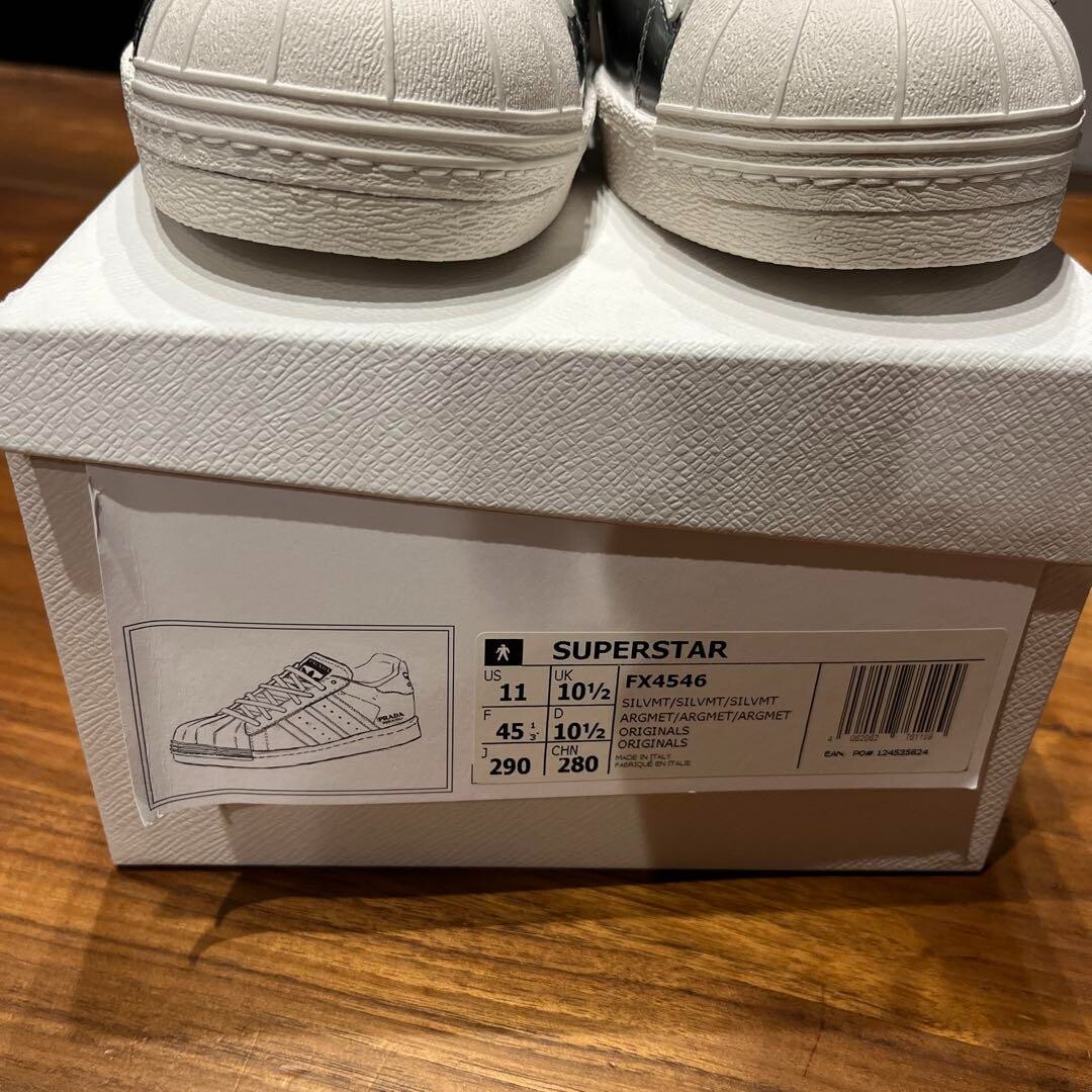 Prada x adidas Superstar Silver Metallic Men's Size US11 Prada x adidas Superstar Silver Metallic Men's Size US11