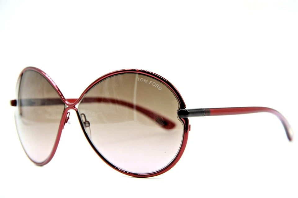 NUEVO TOM FORD STEFANIA TF 223 81Z BORGOÑA CON LENTES MARRONES DEGRADADOS GAFAS DE SOL 65-10 Foto 4 de 4