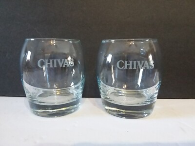 Chivas Regal Scotch Whiskey Swirl Glasses Set of 2 BAR PUB  - A5