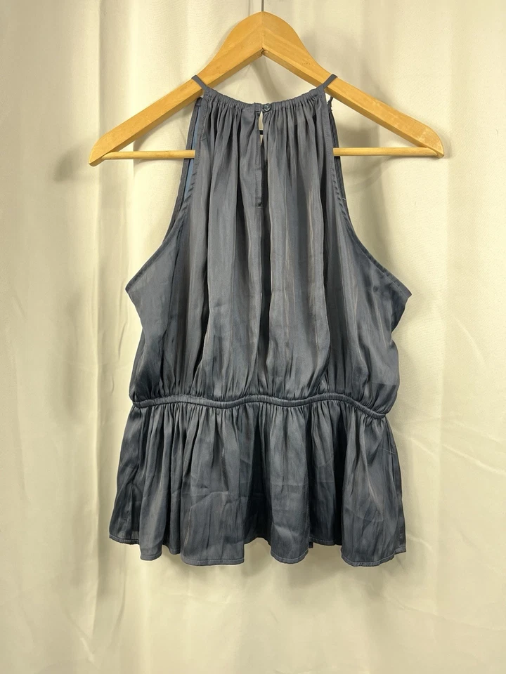 Old Navy Sleeveless Top Americana Woven Tank Petite L Dusty Indigo - Image 2 of 4