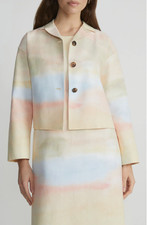 NEW Lafayette 148 New York Horizon Print Canvas Crop Jacket Sz XS NWT 998