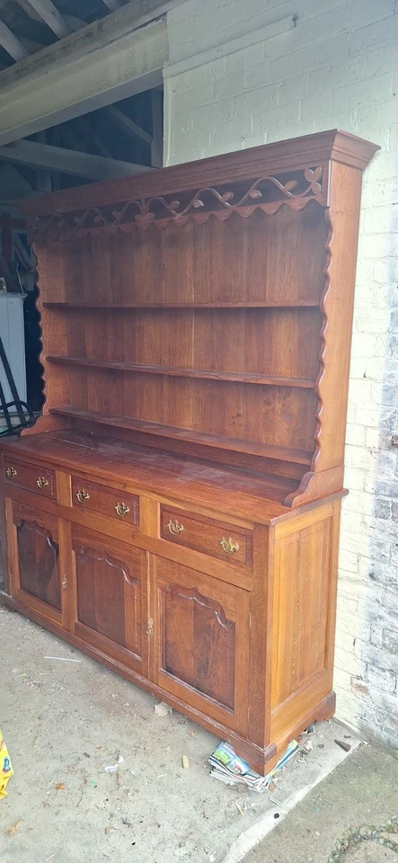 Vintage Solid Oak Welsh Dresser  Open Shelving, Drawers & Cupboards can deliver  - Image 2 of 4