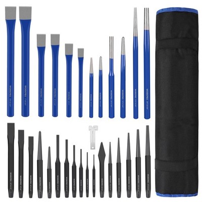 WORKPRO 30 PCS Heavy Duty Punch and Chisel Set with 30-Piece Set, Blue, Black