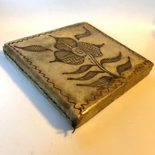 Vintage Moroccan Square Daff Drum Handmade Percussion Instrument 9" Henna Design