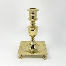 Virginia Metalcrafters Harvin Newport 3053 Brass Square Footed Candlestick 9”