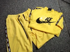 Nike Mens Size M Yellow Short Sleeve Tee Athletic Swoosh Shirt and Shorts
