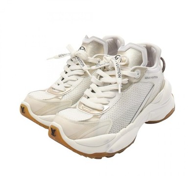 LOUIS VUITTON Run 55 sneakers 1AAP68 Fabric White Gold Used Women