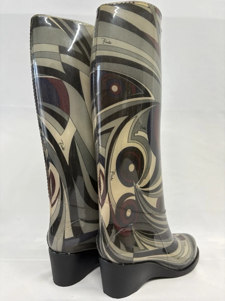 Emilio Pucci Rain Boots, Rain Shoes, Rubber, Women's Size 37, Made in Italy - Image 2 of 4