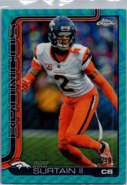Patrick Surtain II 2025 Topps Chrome Aqua Refractor /199 - Denver Broncos