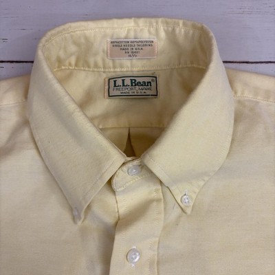 Vintage L.L. Bean Shirt Mens M Yellow Oxford Pocket Button-Up Single Needle USA