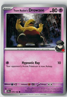 TEAM ROCKET'S DROWZEE 079/182 DESTINED RIVALS POKEMON COMMON NEAR MINT NM