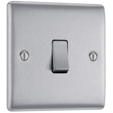 BG Electrical Single Wall Light Switch 2 Way Raised and Slim Profile Round Ed