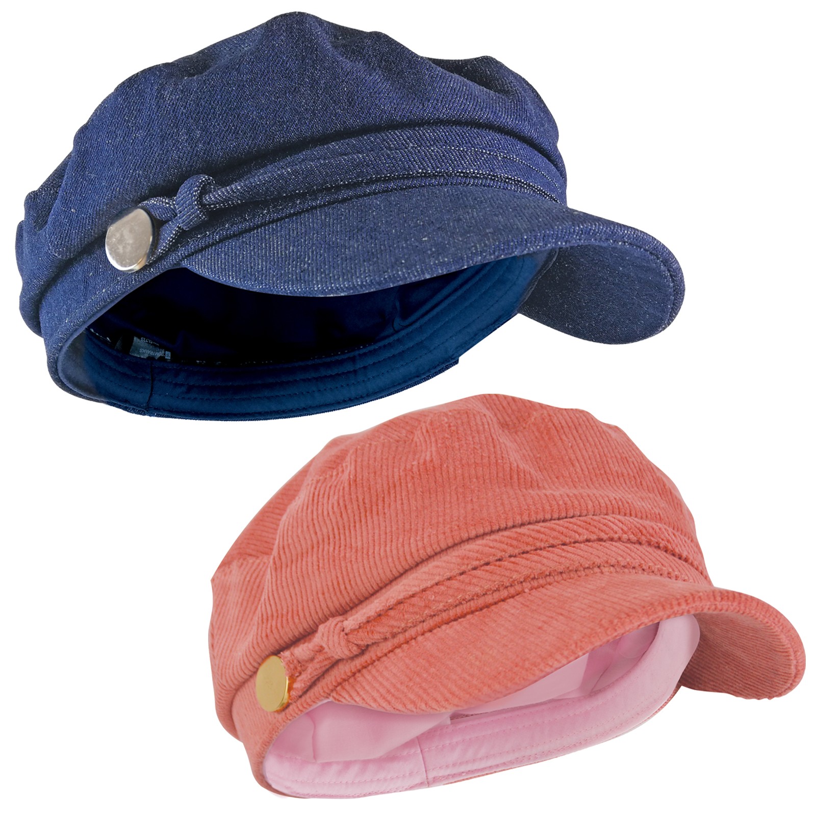 Ladies Cotton Casual Peaked Denim Style Hat Cap with Rope