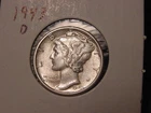 1943-D MERCURY DIME AU POPULAR DATE COIN IS PICTURED SHIPS FREE