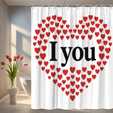 I Love You Heart Shower Curtain - Fun Valentine's Day Decor