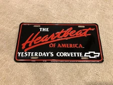 CHEVROLET THE HEARTBEAT OF AMERICA YESTERDAYS CORVETTE LICENSE PLATE  NOS