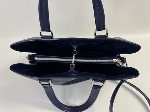 Borsa a tracolla LONGCHAMP Honoré 404 blu navy pelle liscia tote bag - Foto 11 di 18