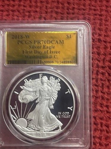 2018-W Silver Eagle PCGS PF70 ULTRA CAMEO Gold Label Washington, D.C.