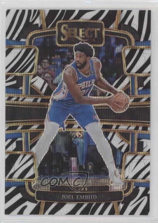 2023-24 Panini Select Concourse Zebra Prizm Joel Embiid #4 19fe
