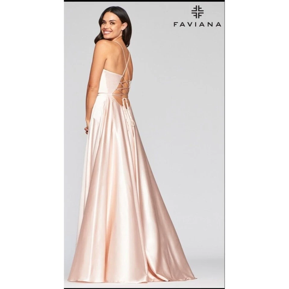 Vestido Faviana Glamour con cordones espalda en perla talla 00 nuevo con etiquetas (promoción, dama de honor, formal) Foto 2 de 4