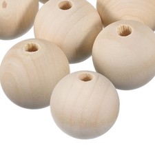 6Pcs 50mm Natural Wood Spacer Bead 8mm Hole Unfinished Round Wooden Beads