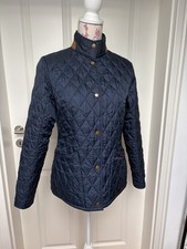 Damen | dunkelblaue Steppjacke mit braunem Kragen | Lodge Quilt | Barbour