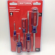 CRAFTSMAN Screwdriver Set, Slotted/Flat Head, 5-Piece (CMHT65032)