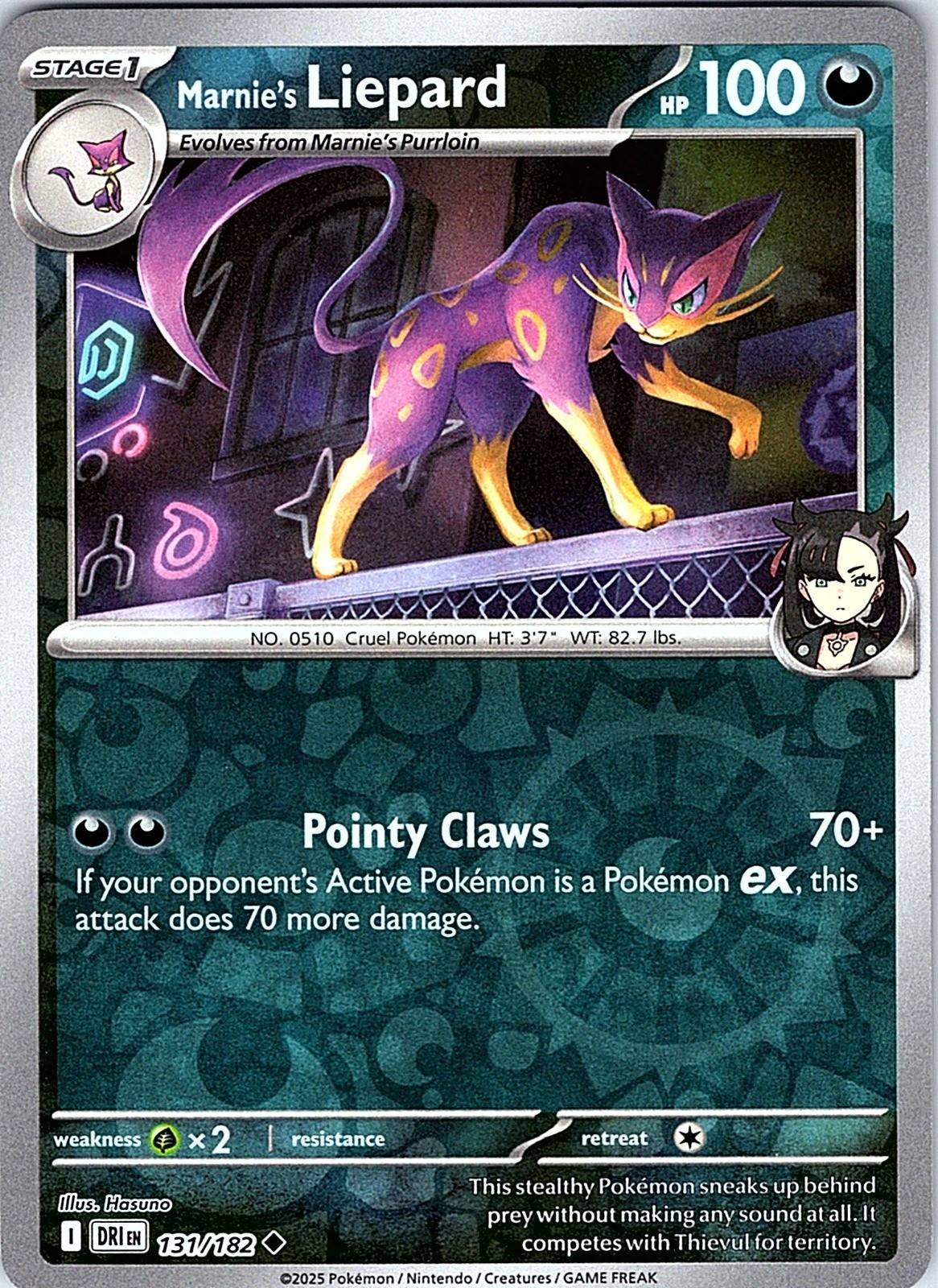 Marnie's Liepard Reverse Holo Uncommon SV10: Destined Rivals 131/182 NM