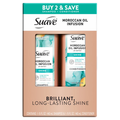 Suave Moroccan Oil Infusion Shampoo & Conditioner Value Pack 15oz Duo
