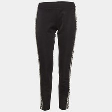 Just Cavalli Black Knit Logo Tape Detail Pants M