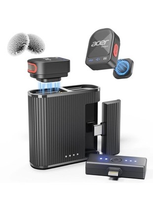 Wireless Lavalier Mic Dual Channel iPhone Android Vlog Podcast USB-C 2.4GHz Acer