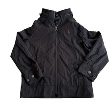Boys Polo Ralph Lauren Black Fall Jacket Built-In Hood Lightweight Zip Up Sz 6
