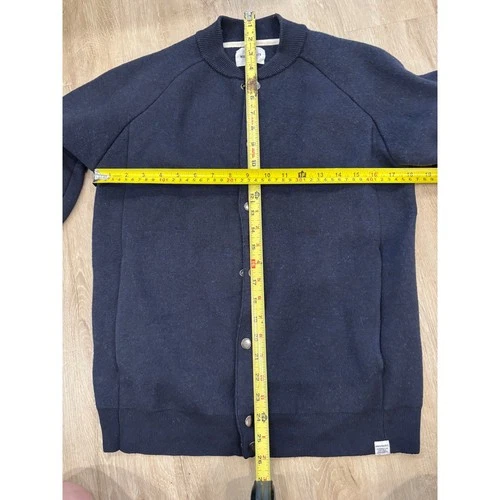 Norse Projects Mens Navy Blue Wool Knit Bomber Jacket Snap Front Small image 4