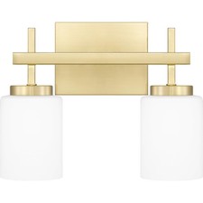 Wilburn Modern LED Bath Vanity Lights, 13 Inch 2-Light Satin Brass Bathroom L...