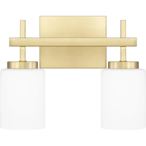 Wilburn Modern LED Bath Vanity Lights, 13 Inch 2-Light Satin Brass Bathroom L... - Picture 1 of 9