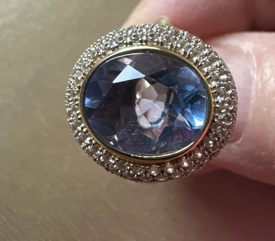 Ring, Gg 375, Flourit und Zirkone, Gr. 60(19), 17x 20 mm Ringkopf, 2,5mm Ringsch - Bild 2 von 4